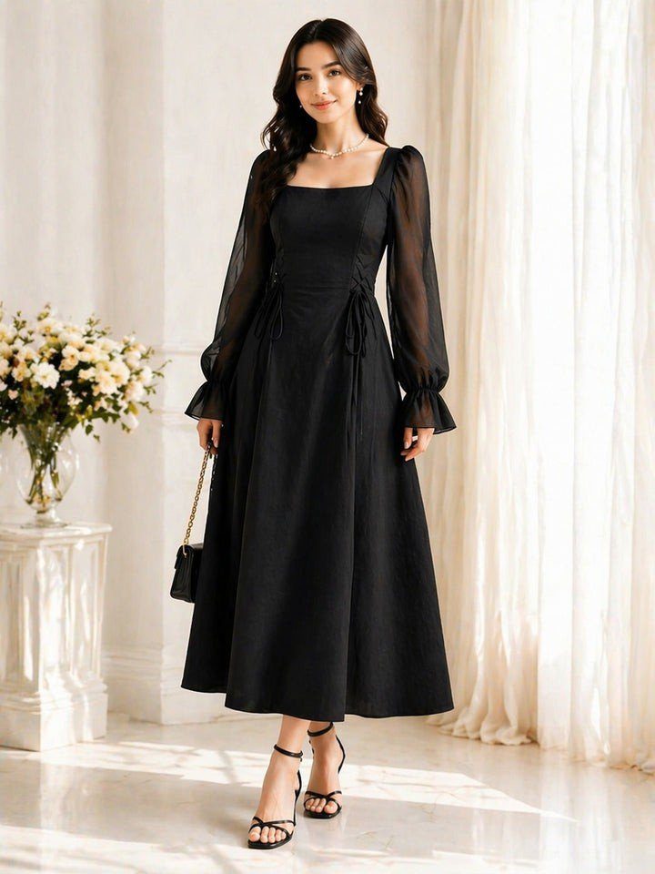 Siyah – Sheer Sleeve Maxi